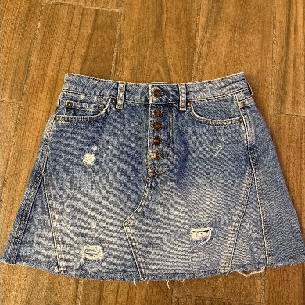 We The Free x Free People Denim Distressed Skirt - Size 26